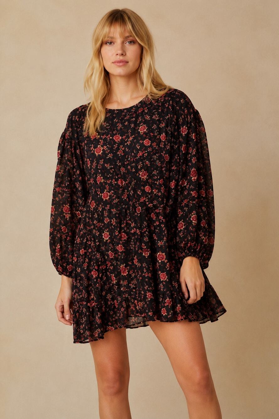 Free People Flower Fields Mini Dress Dark Combo Floral NWT – Size Large